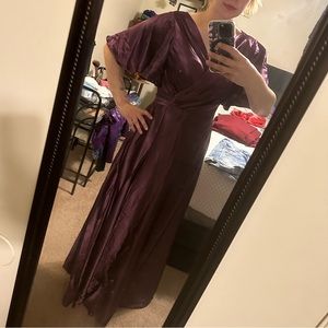 Beautiful plum satin wrap dress